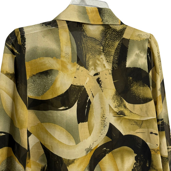 Serenade Womens Sheer Earthy Toned Single Button Blouse - Size Medium - Picture 6 of 7